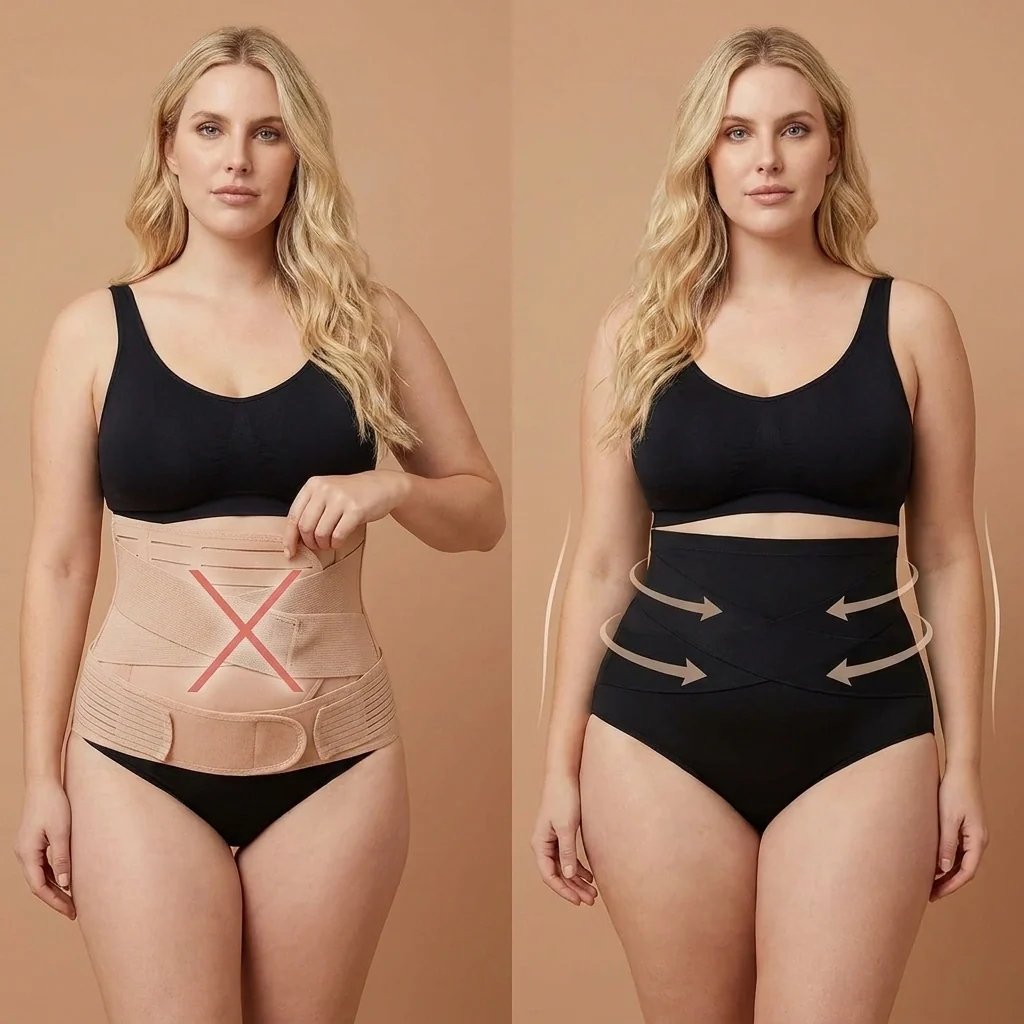 Comparaison entre une ceinture de compression classique et la culotte Belayan