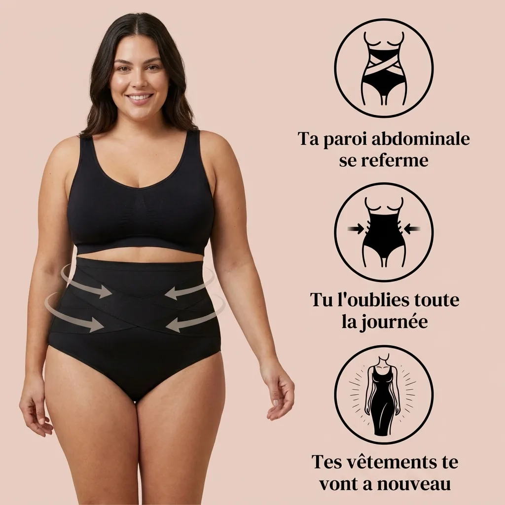Bénéfices de la culotte Belayan : paroi abdominale resserrée, confort toute la journée
