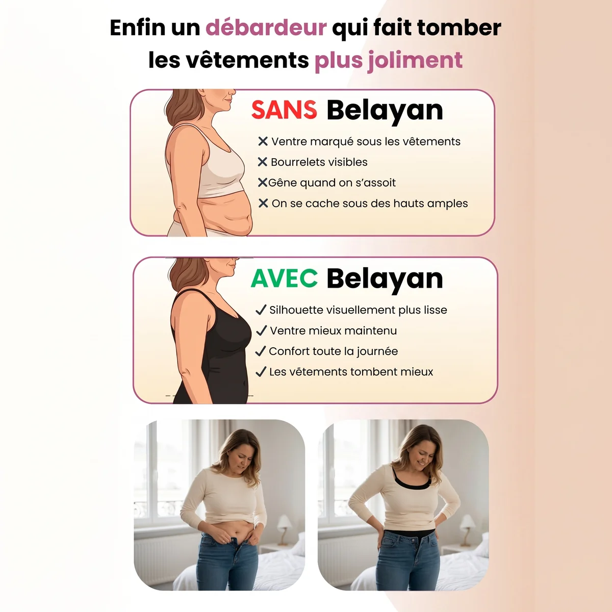Débardeur gainant Belayan porté sous une chemise ouverte
